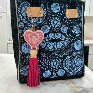 CONSUELA Hand beaded “Natasha” Pink Heart Bag Charm
